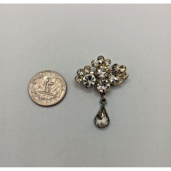 AJC Drop Pin Brooch Rhinestone American Silver Tone Jewelry Victorian gift mom - Picture 4 of 5